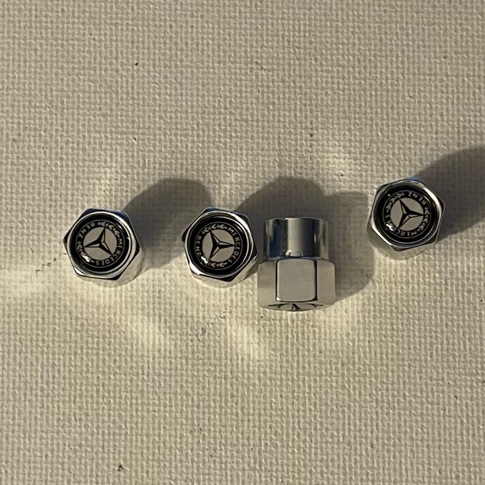Mercedes Benz Logo valve Stem caps in silver set of 4 NWT